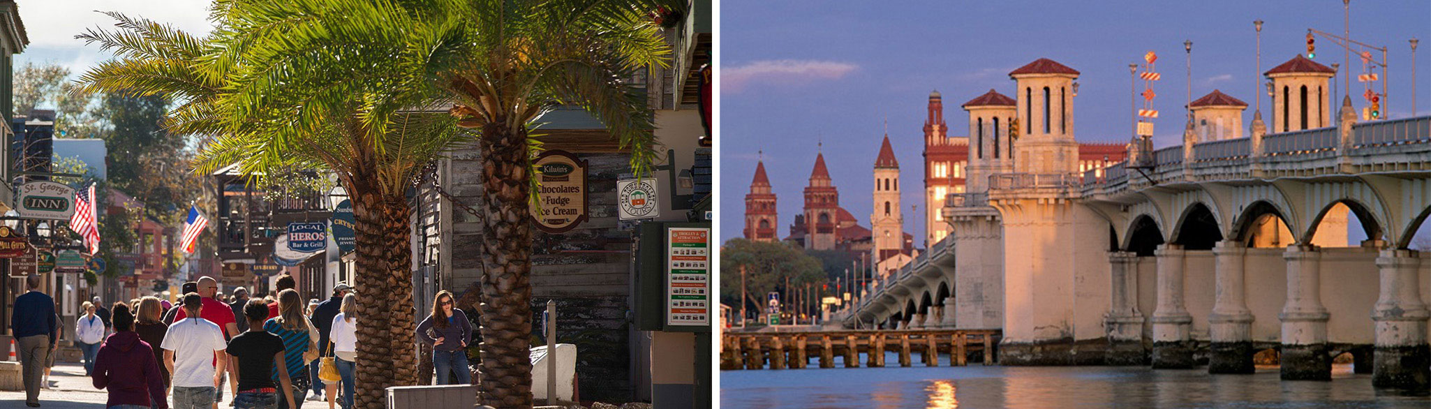 St. Augustine Beach Shopping & Bridge of Lions